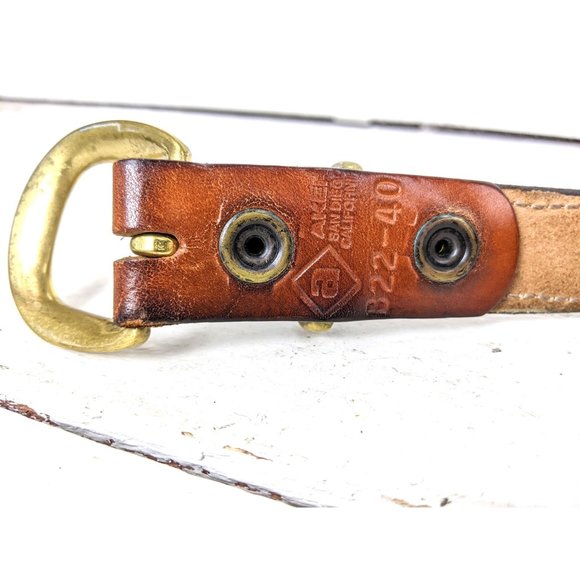 Vintage brown leather mens belt - Picture 4 of 5